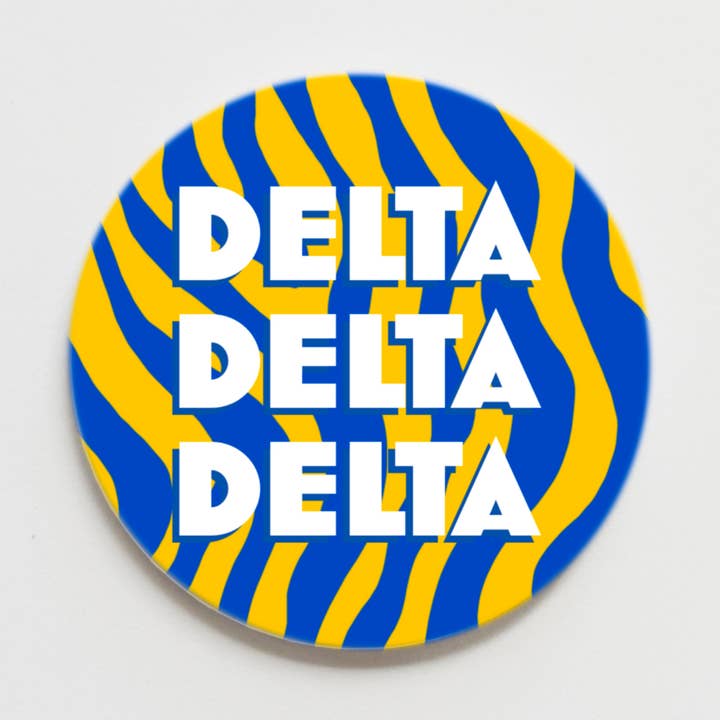Tri Delta Zebra Greek Button - 3.00 inch for wholesale by Good Vibez Collegiate