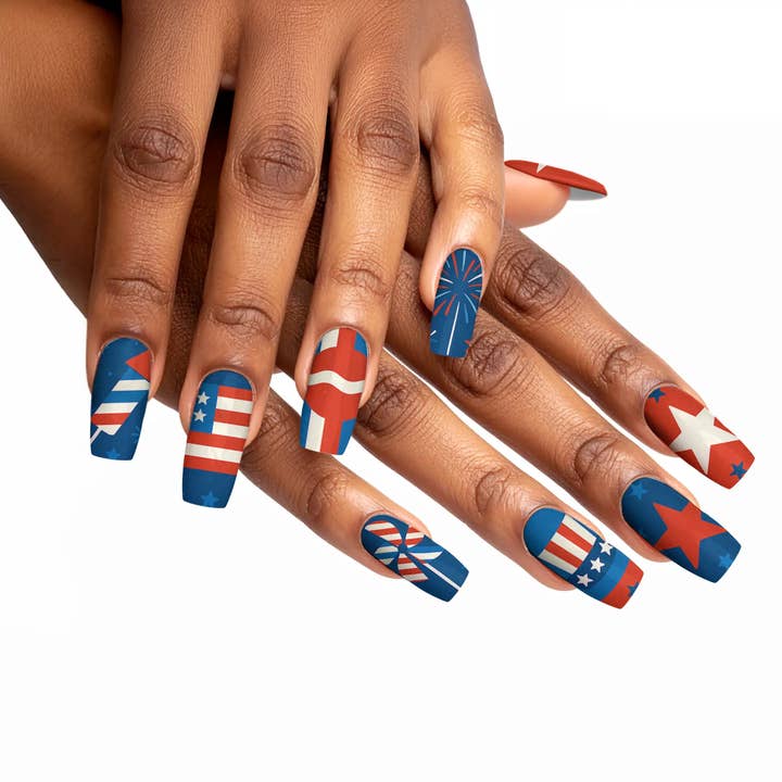 FYNE BODY - Wholesale Press-on/fake nails - Chrome Candy 4th of July Press-On Nails87