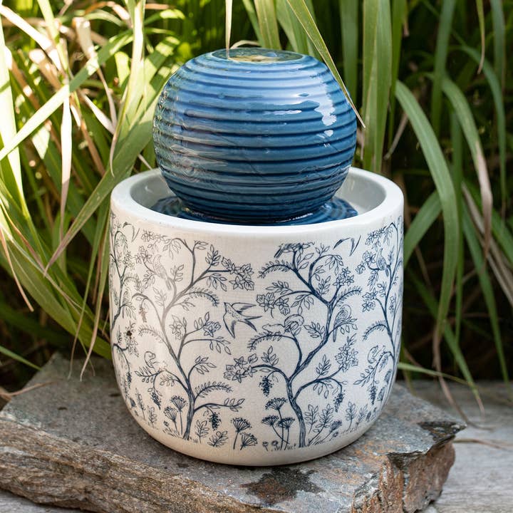 Georgie Chinoiserie Garden Ceramic Water Fountain with Pump for wholesale by Foreside Home & Garden