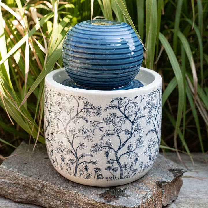 Georgie Chinoiserie Garden Ceramic Water Fountain with Pump for wholesale by Foreside Home & Garden