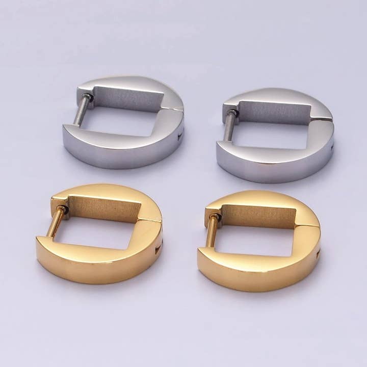 Boucles d'oreilles en acier inoxydable 12,5 mm rondes plates pour cartilage en or et argent | V197 pour la vente par Aim Eternal