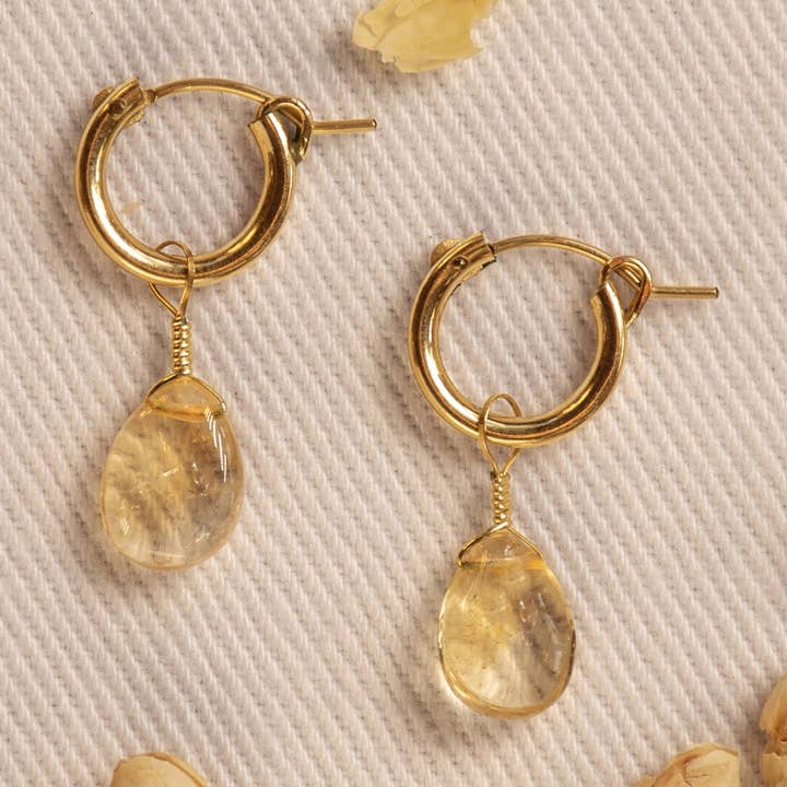 Citrine Huggie Earrings for wholesale by Kindness Gems