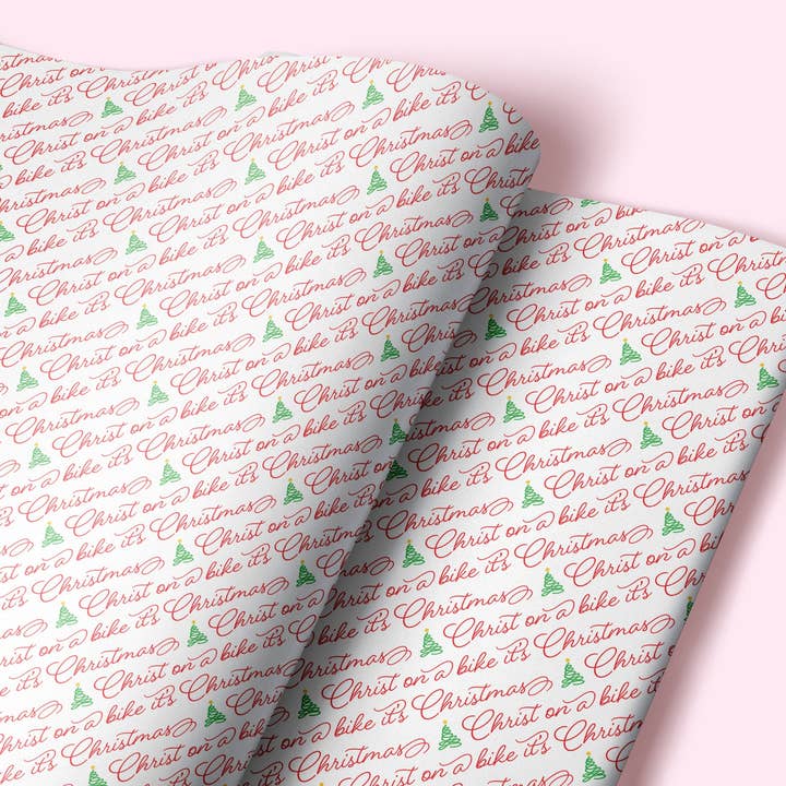 Sweary Card Lady - Wholesale Flat Wrap - Christ on a Bike It’s Christmas Gift Wrap - Flat Sheet2