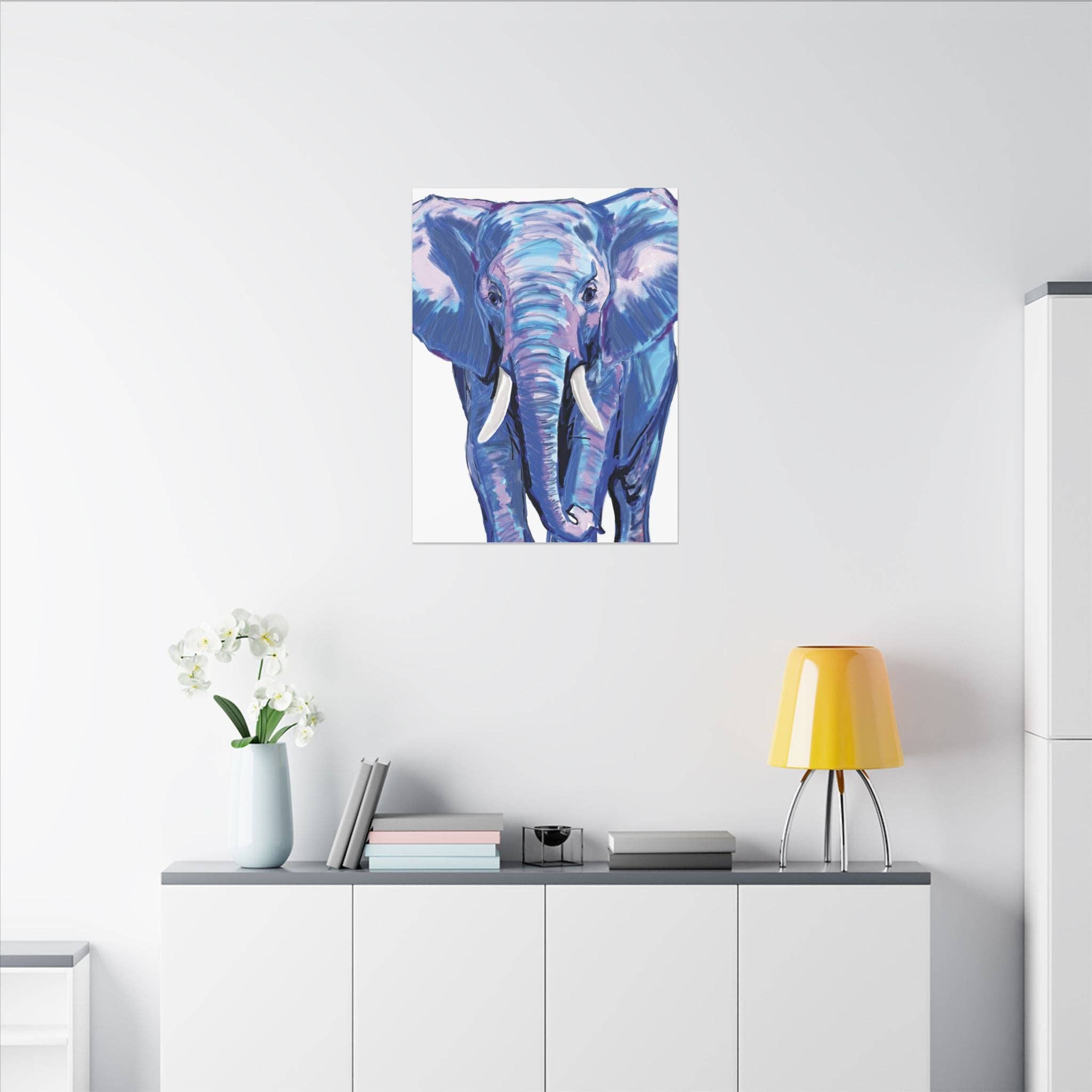 Blue Cava - Wholesale Art Print - Blue and Pink Elephant Canvas Art - Colorful Elephant Wall Décor23