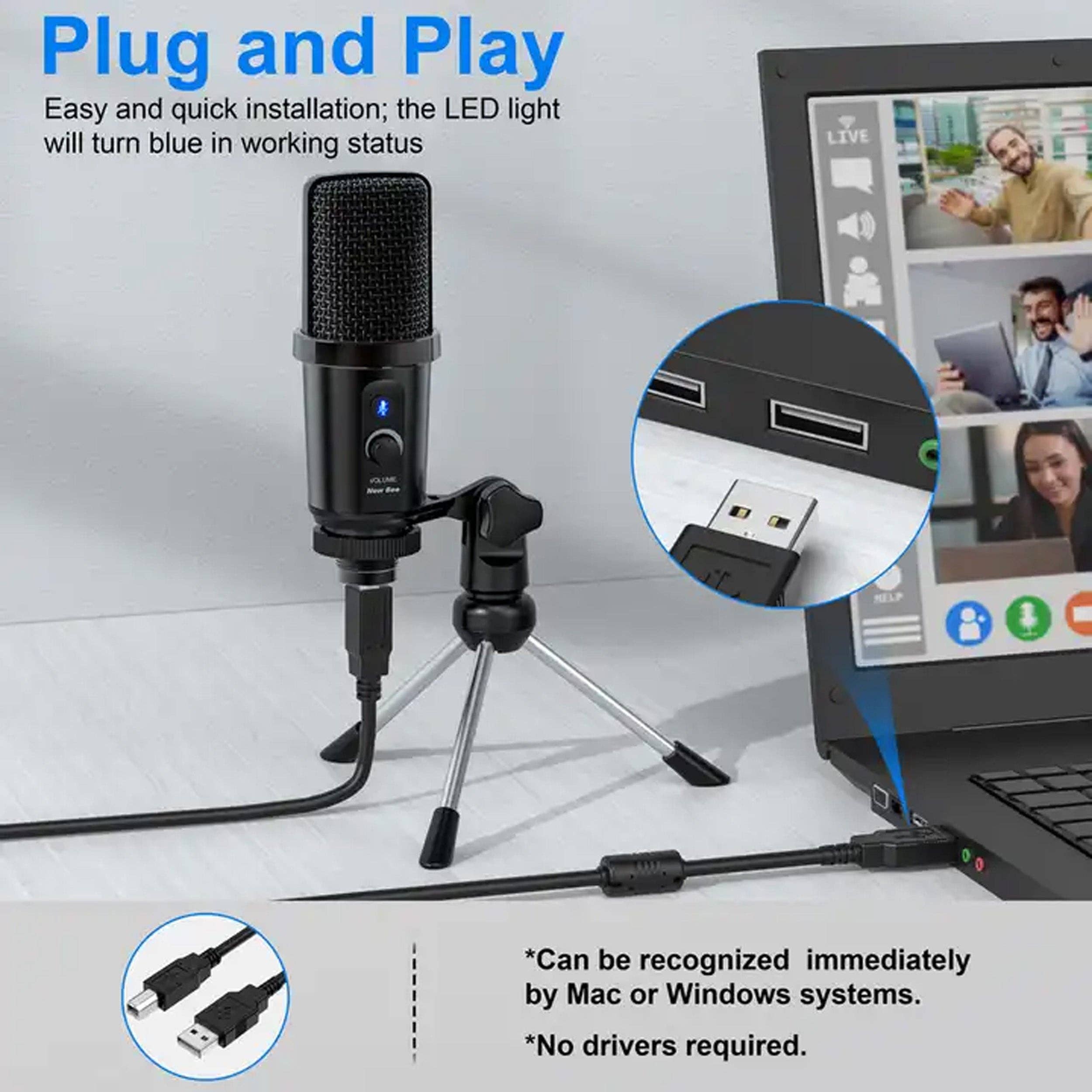 GulleeGadgets - Wholesale Music Accessory - USB Plug & Play Condenser Mic for Recording & Voice Over4