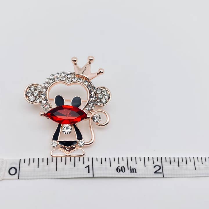 Mio Queena - Wholesale Brooch - Rhinestone Big Mouth Monkey Hollow Design Brooch