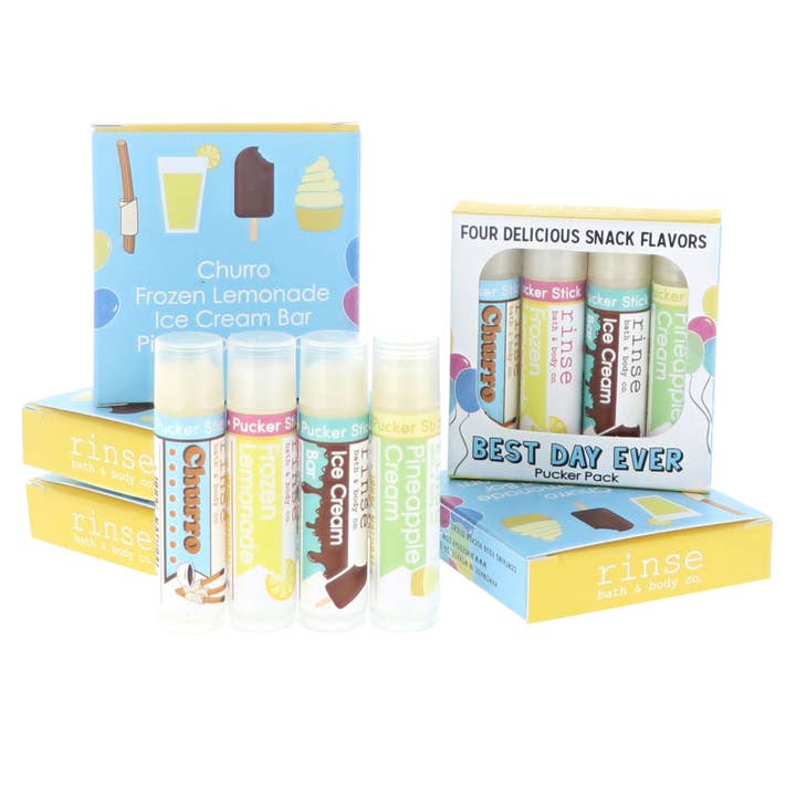 Best Day Ever Lip Balm Pack | Natural Lip Care Gift Set for wholesale by Rinse Bath Body Inc