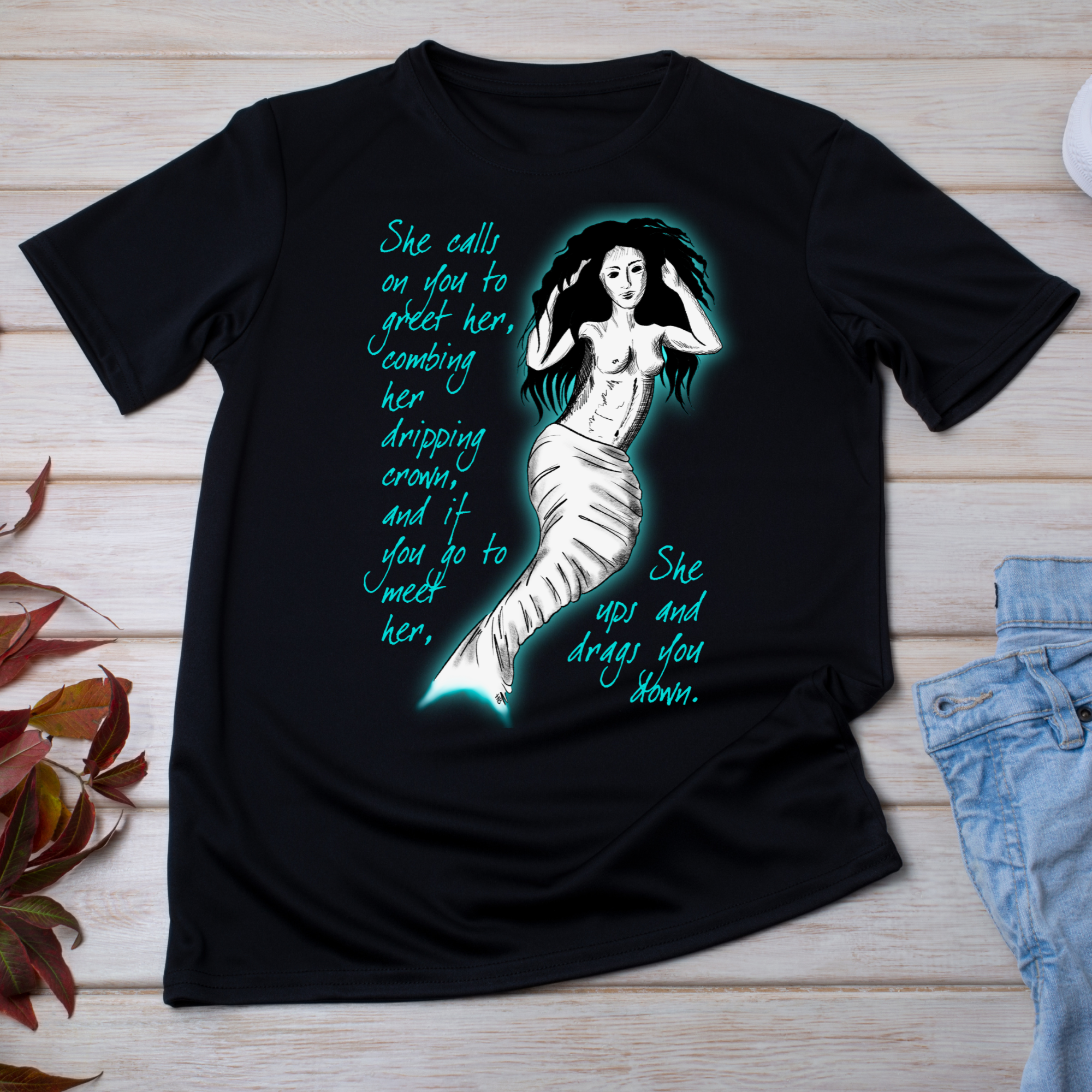 Hannah Kate Makes - Wholesale T-Shirt (Graphic) - Unisex - Mermaid T-shirt - Black - 100% Cotton - Regular/Fitted3