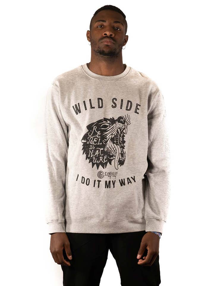 WILD SIDE GREY CREWNECK for wholesale by CONFUSION Wear