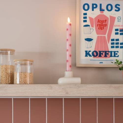 Aifcandles - Vendita all'ingrosso Candela senza fiamma - Candela a Colonna LED Smiley Rosa - Set di 213