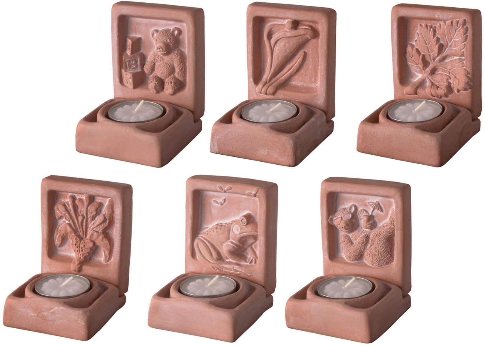 Candle Holder w/ Relief Back - Terra Cotta (12 pack) for wholesale by JBK Pottery
