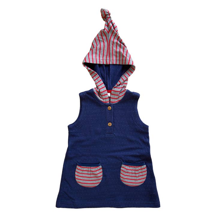 2351 | Babytunikakleid - Donkerblauw/Hellgrau/Tomate voor wholesale door Leela Cotton