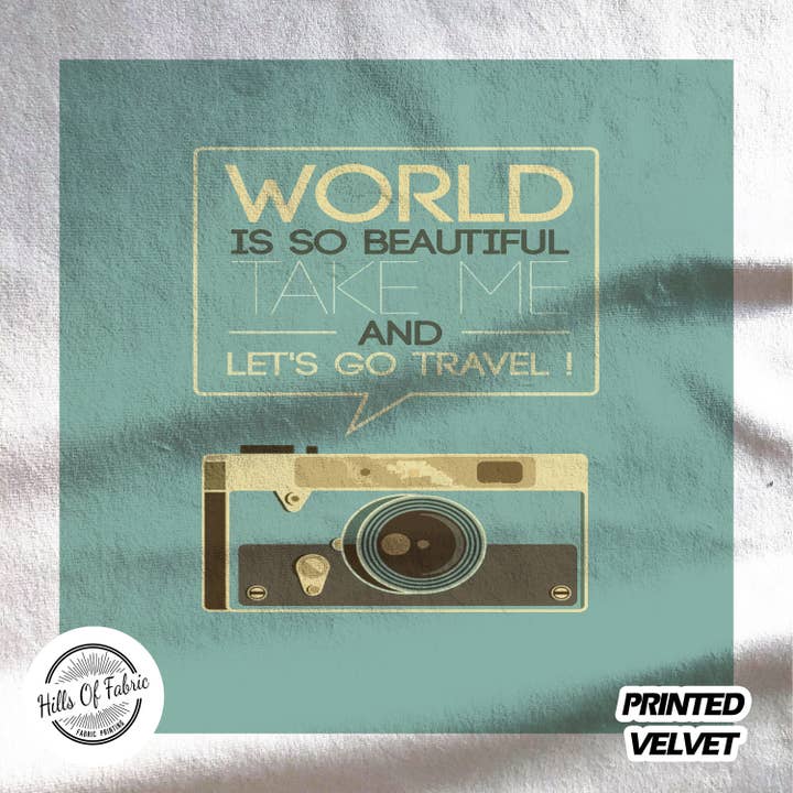 Panel de tela impreso con la cámara El mundo es tan hermoso para venta al por mayor de Hills Of Fabric