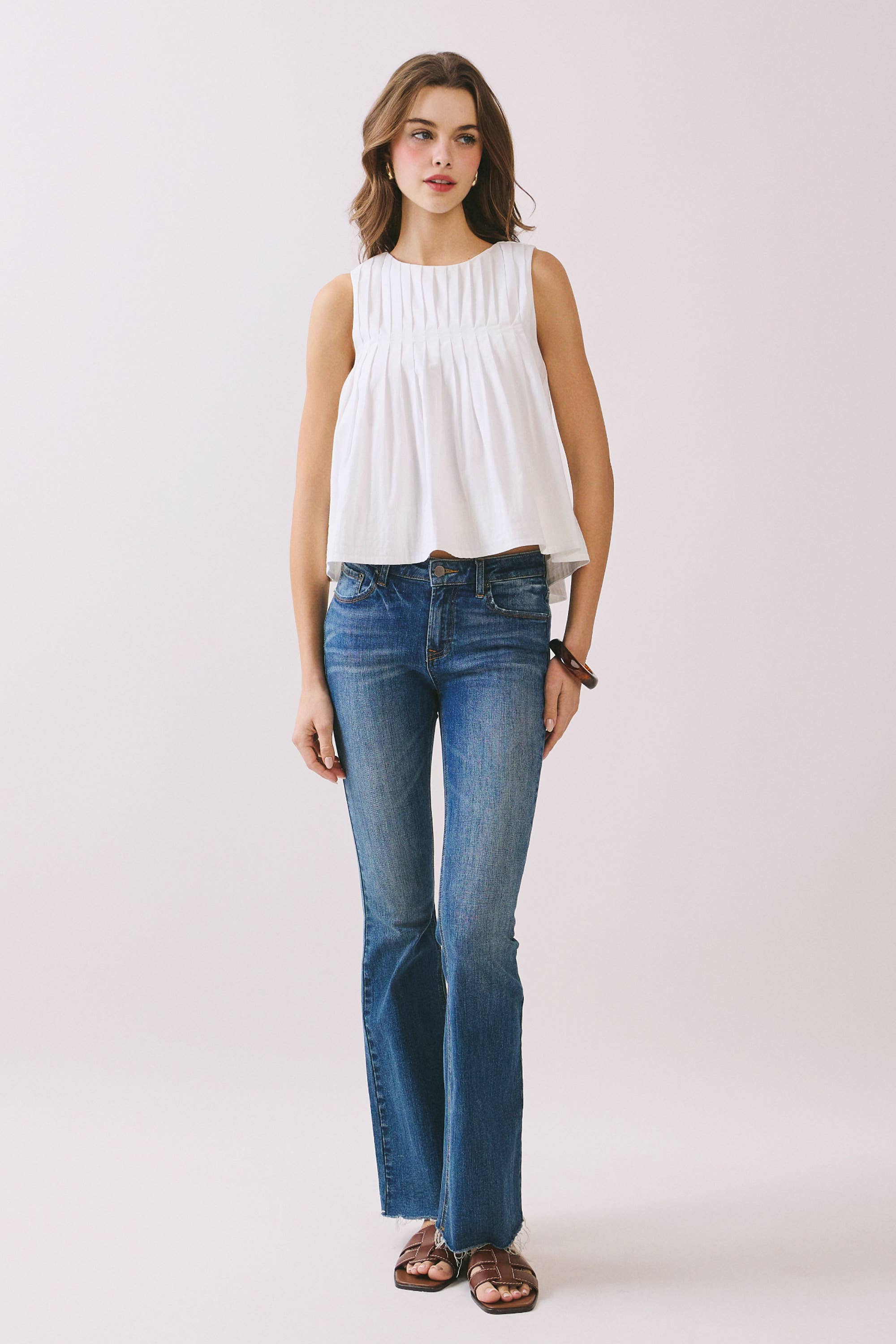 TCEC - Wholesale Blouse - Women's - CT9082-Pleated Detail High Low Sleeveless Top3