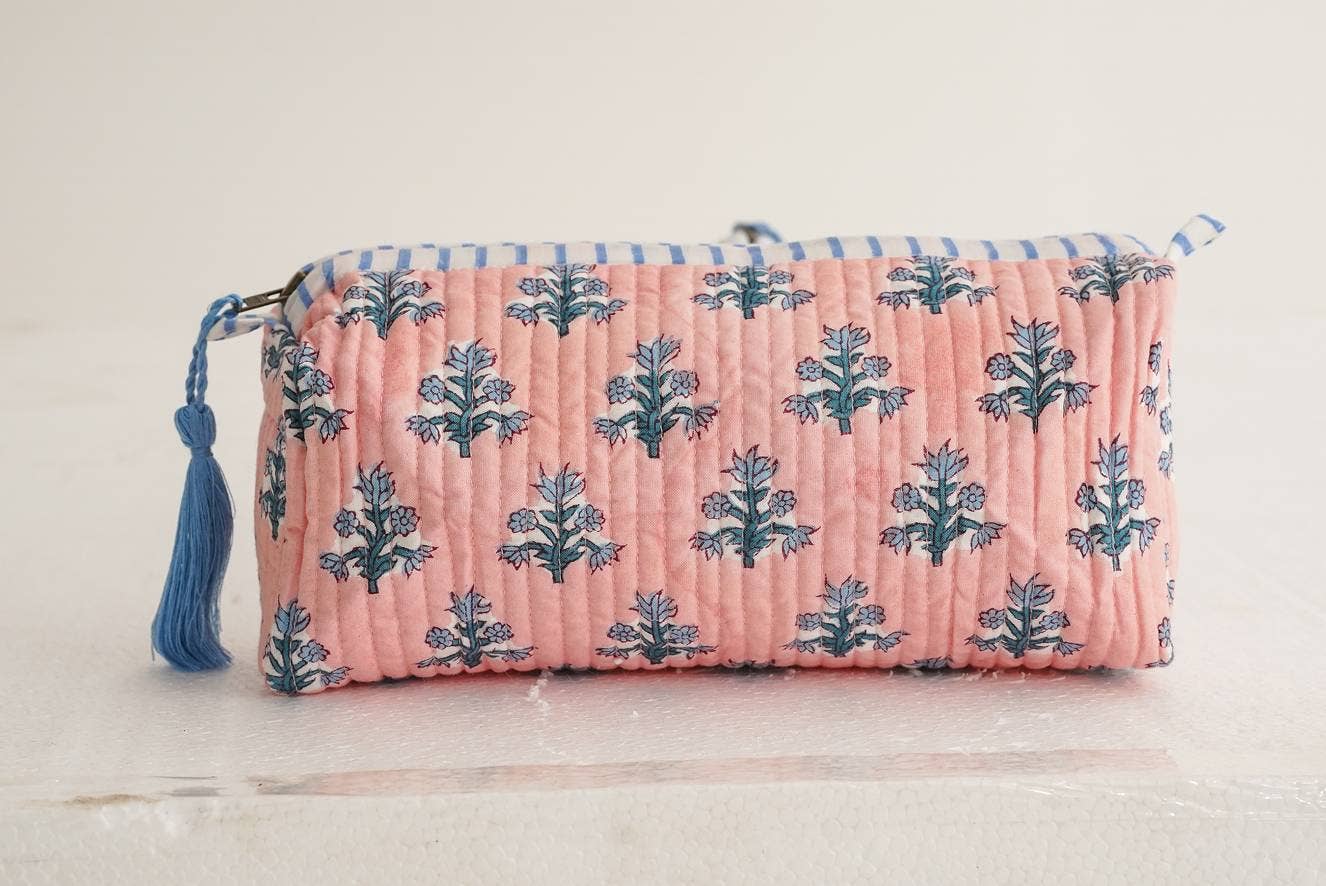 RIHLA - Wholesale Makeup/Cosmetic Bag - Block Print Quilted Makeup Bag1