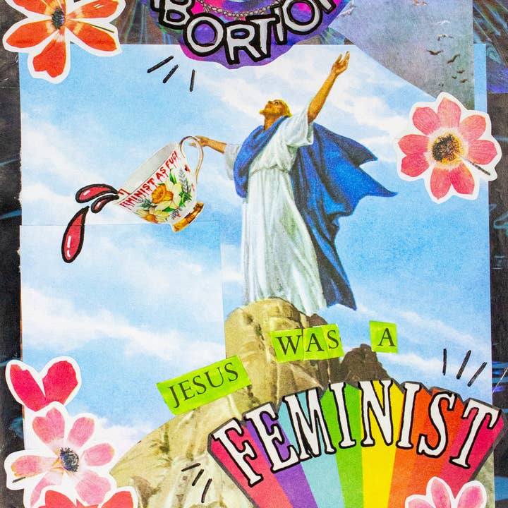 Thank God For Abortion (Feminist Jesus) Art Print for wholesale by Hijinx Mixed Media