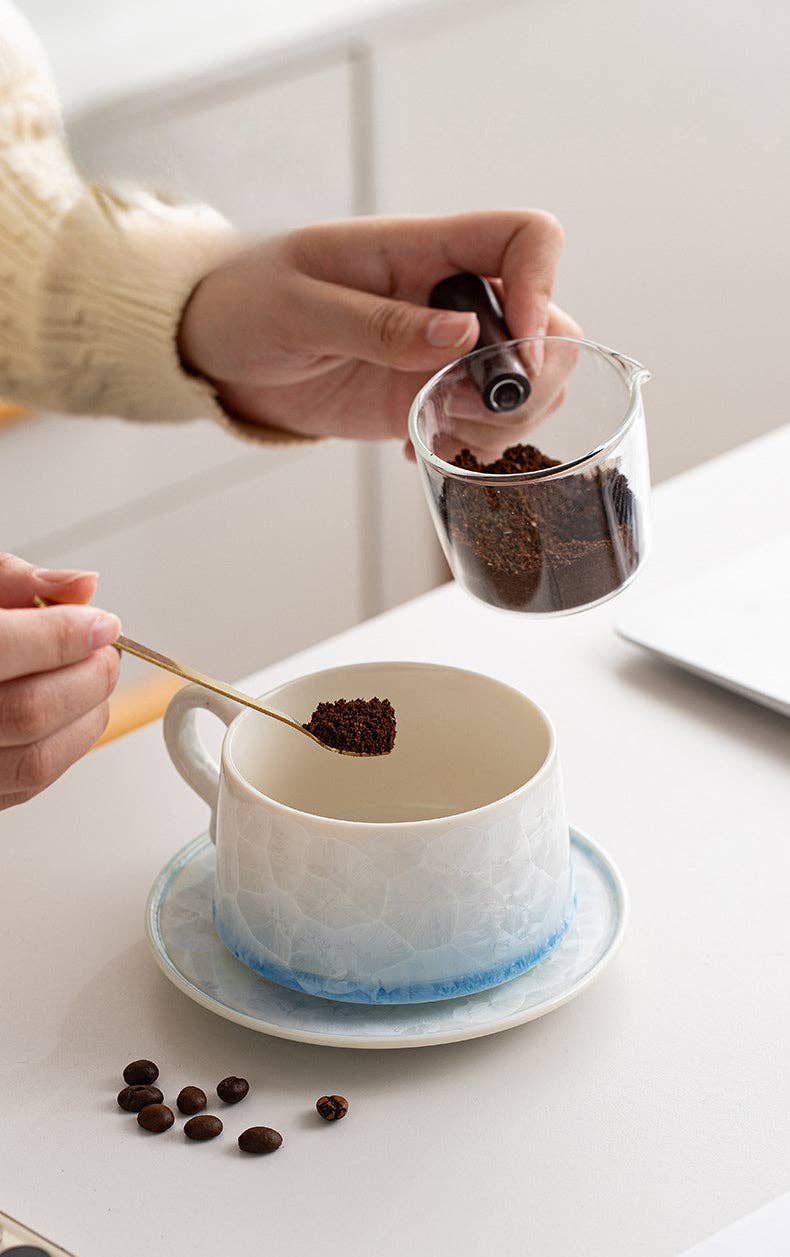 Gohobi （We cover U.S. import duties） – Großhandel Tee-/Kaffeetasse – Gohobi Kristallglasierte Kaffeetasse mit Untertasse 01315