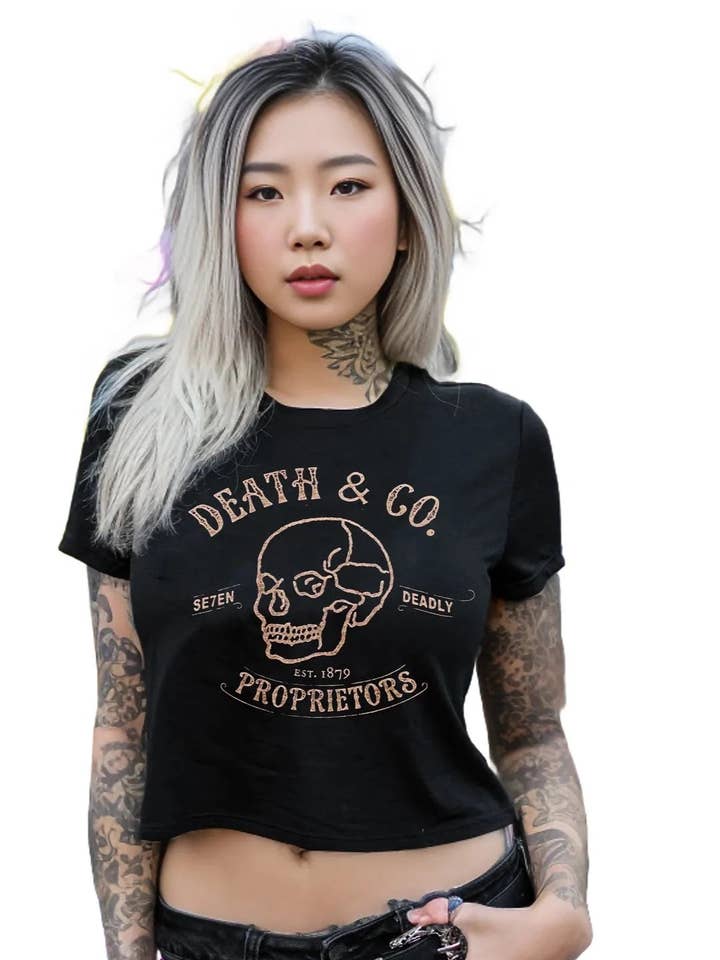 Death & Co. Crop Tee for wholesale by Se7en Deadly