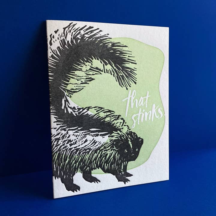 Carte de vœux typographique That Stinks pour la vente par Pier Six Press