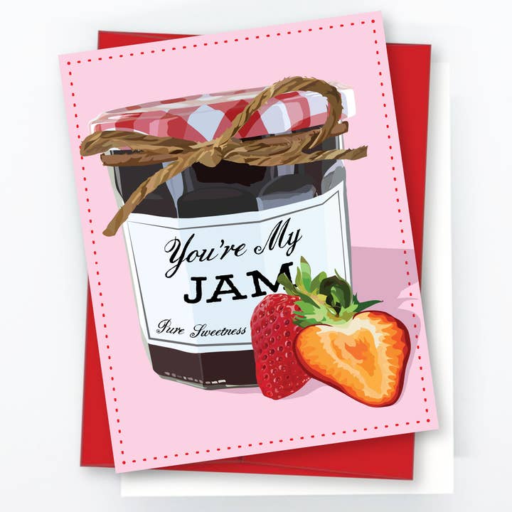 The Red Barn Press - Wholesale Valentine's Day Card - Valentine Card | Modern You're My Jam with Strawberries