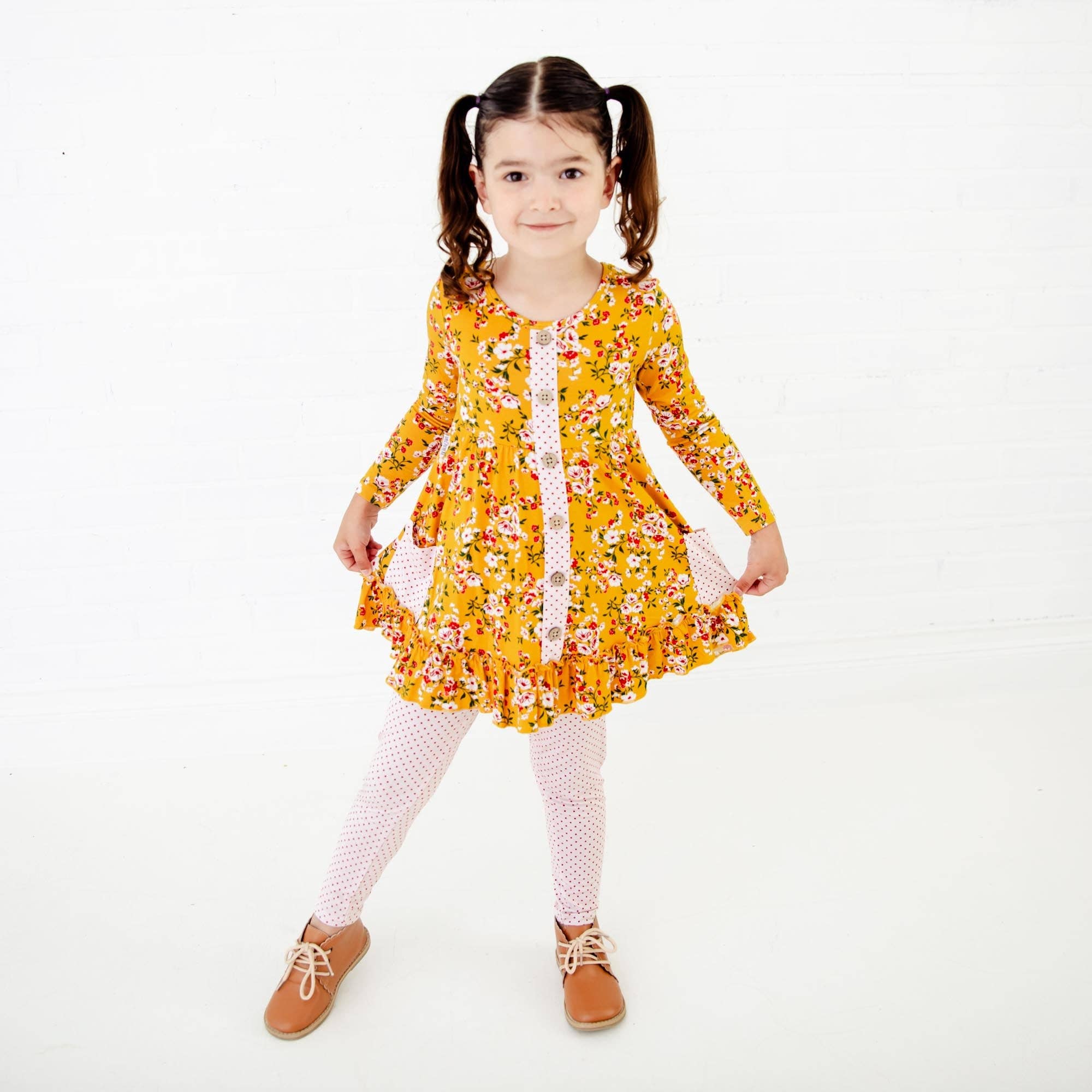 Dreamiere - Wholesale Top & Pant Set - Kids - Golden Hour Ruffle Tunic and Pants Set2