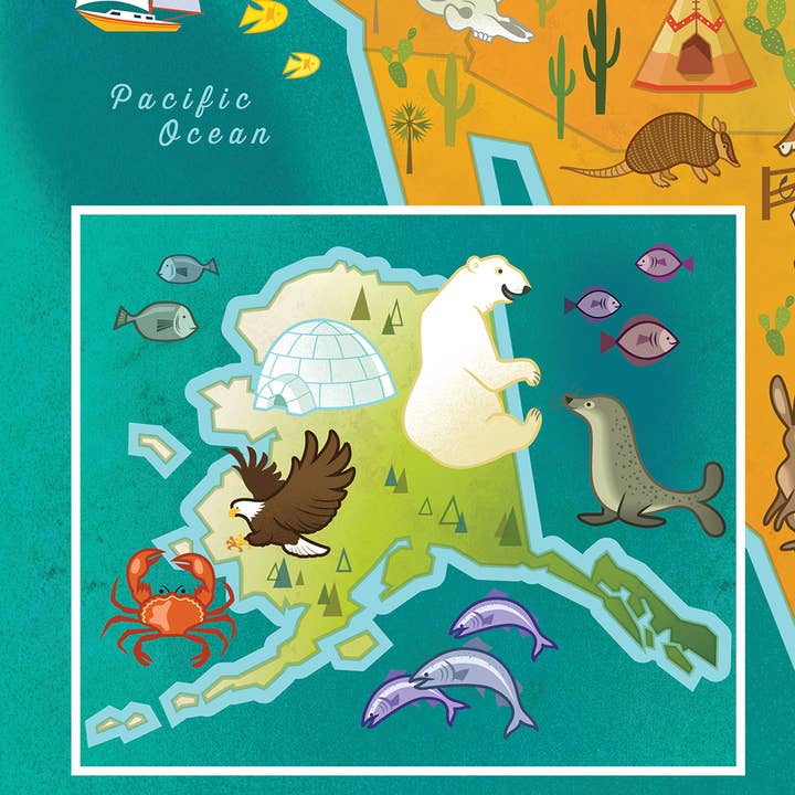 Blue Lobster Puzzles - Wholesale Puzzle - Kids - The United States 100 Pc Puzzle5