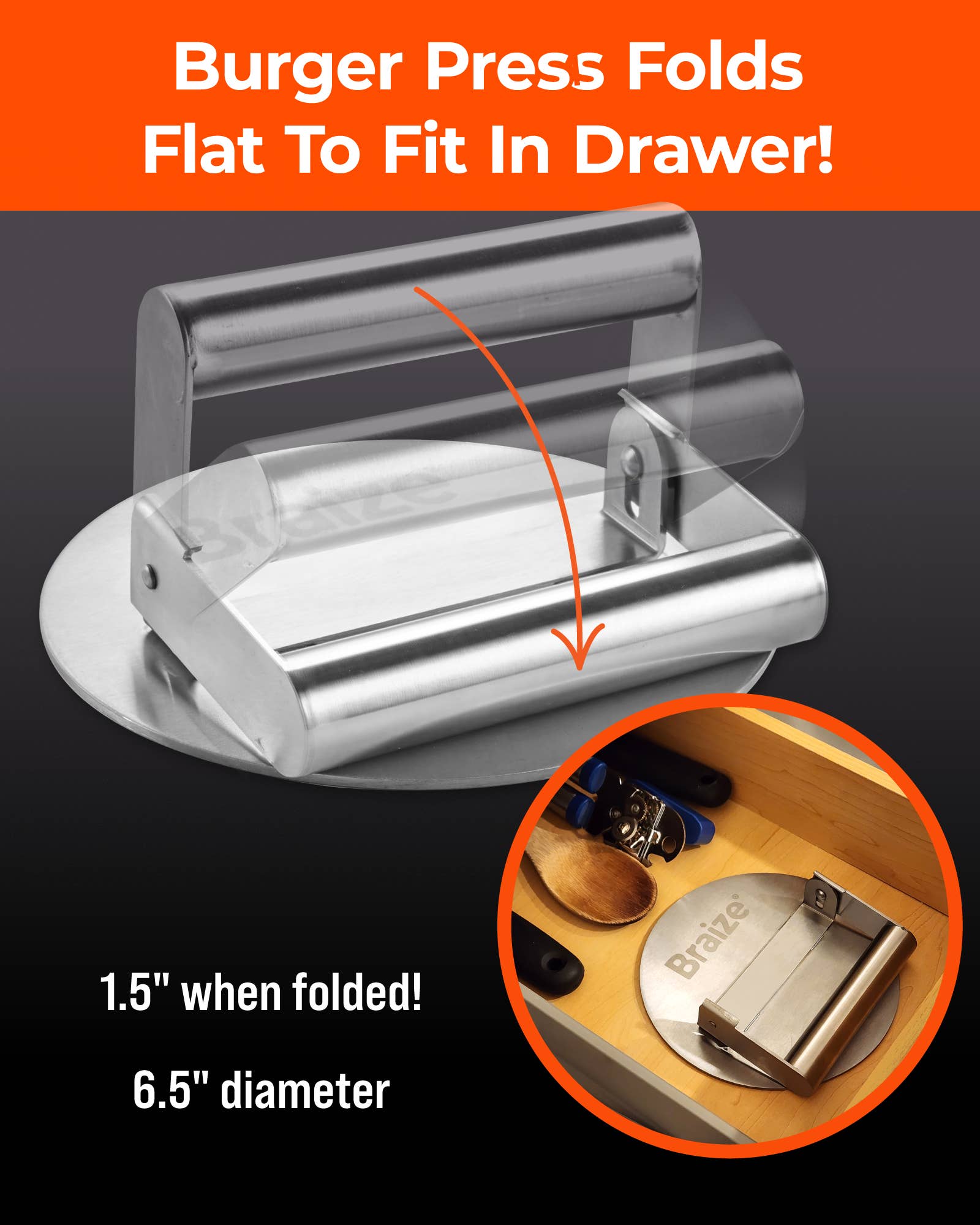 Braize - Wholesale Kitchen Tool/Gadget - Smash Burger Kit – Press, Spatula & Seasoning Shaker2