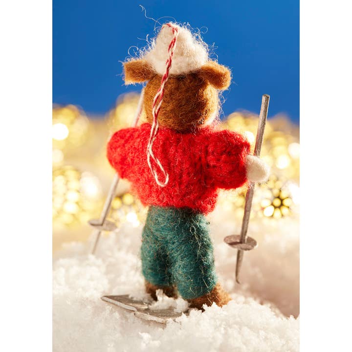 Namaste - Vendita all'ingrosso Decorazione natalizia - Orso Bruno Sciatore in Maglione1