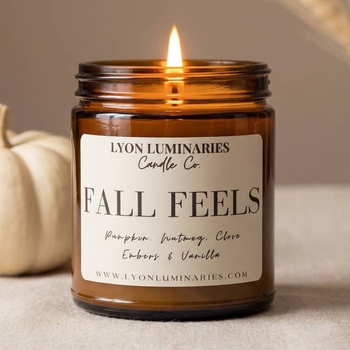 Fall Feels Soy Blend Candle for wholesale by LYON Luminaries Candle Co.