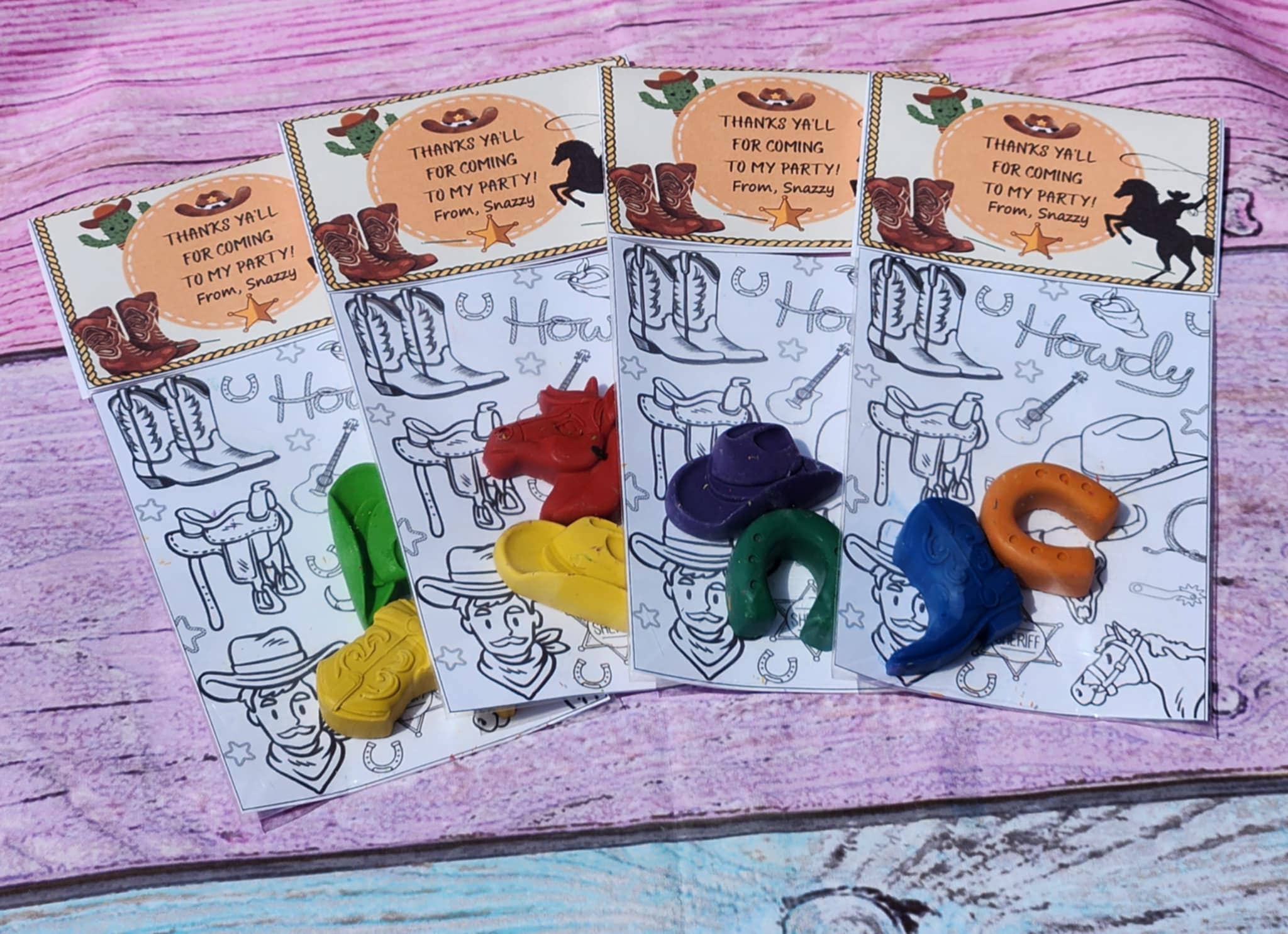 Snazzy Crayons - Wholesale Party gift - Cowboy Themed Coloring Kits with Crayons, Party Fillers 5