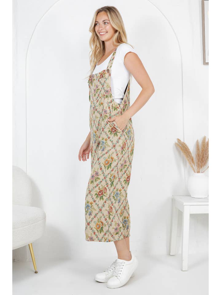 LA Soul - Wholesale Overalls - Women's - Floral Tapestry Wide Leg Overall4