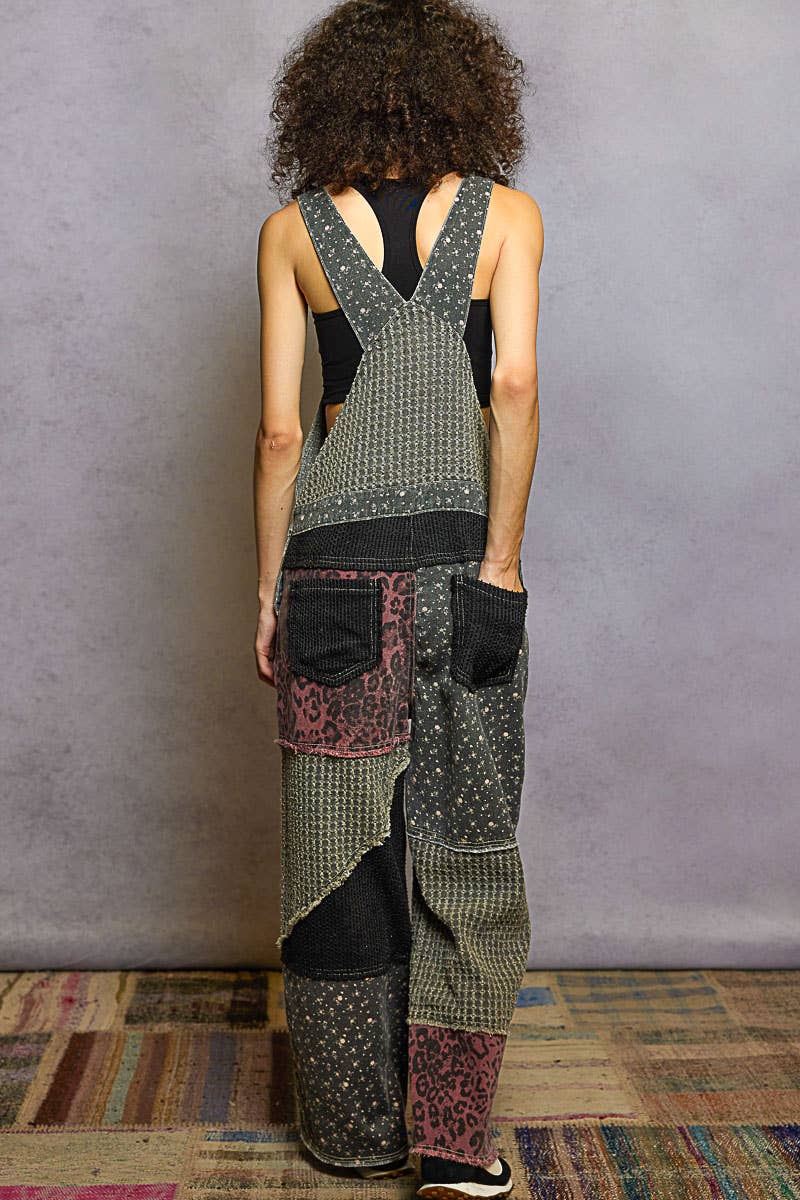 Pol Clothing - Wholesale Overalls - Women's - Animal printed floral print frayed edge twill woven overalls4