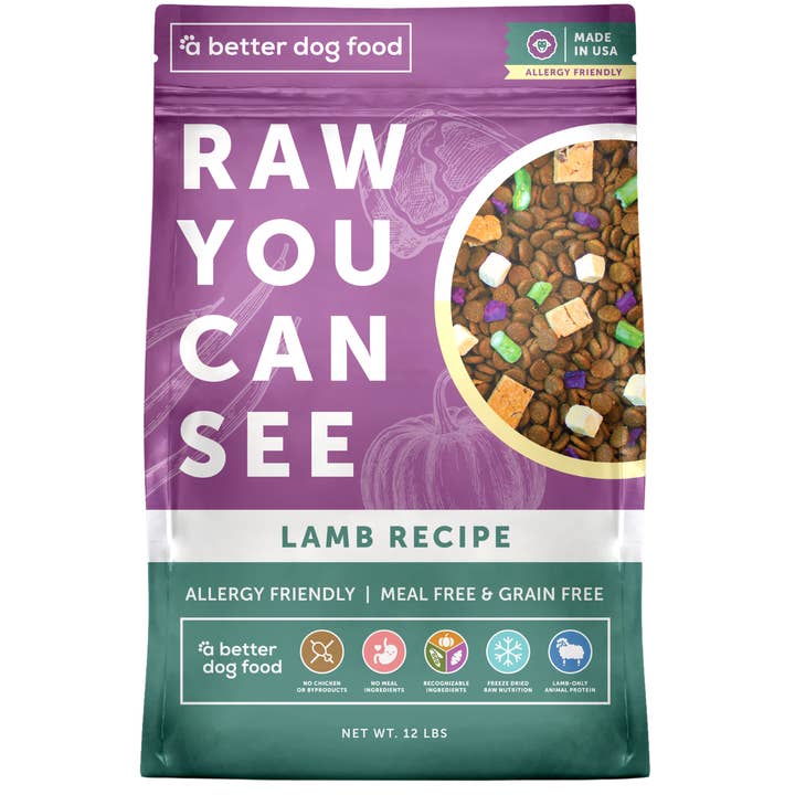 A Better Dog Food - Allergy Friendly Lamb | No Chicken, Only Lamb Animal Protein, No Meal Ingredients, Grain Free | Raw You Can See for wholesale by A Better Treat