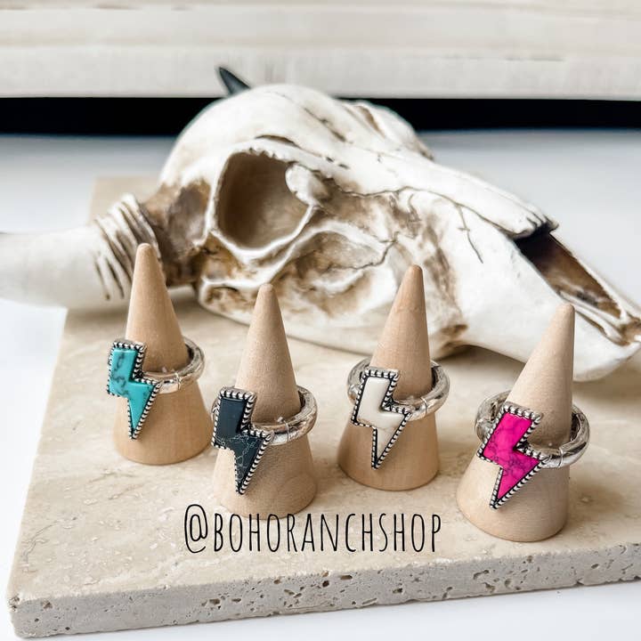 Boho Ranch Shop - Wholesale Cocktail/Statement Ring - Western Lightning Bolt Thunder - Ring8