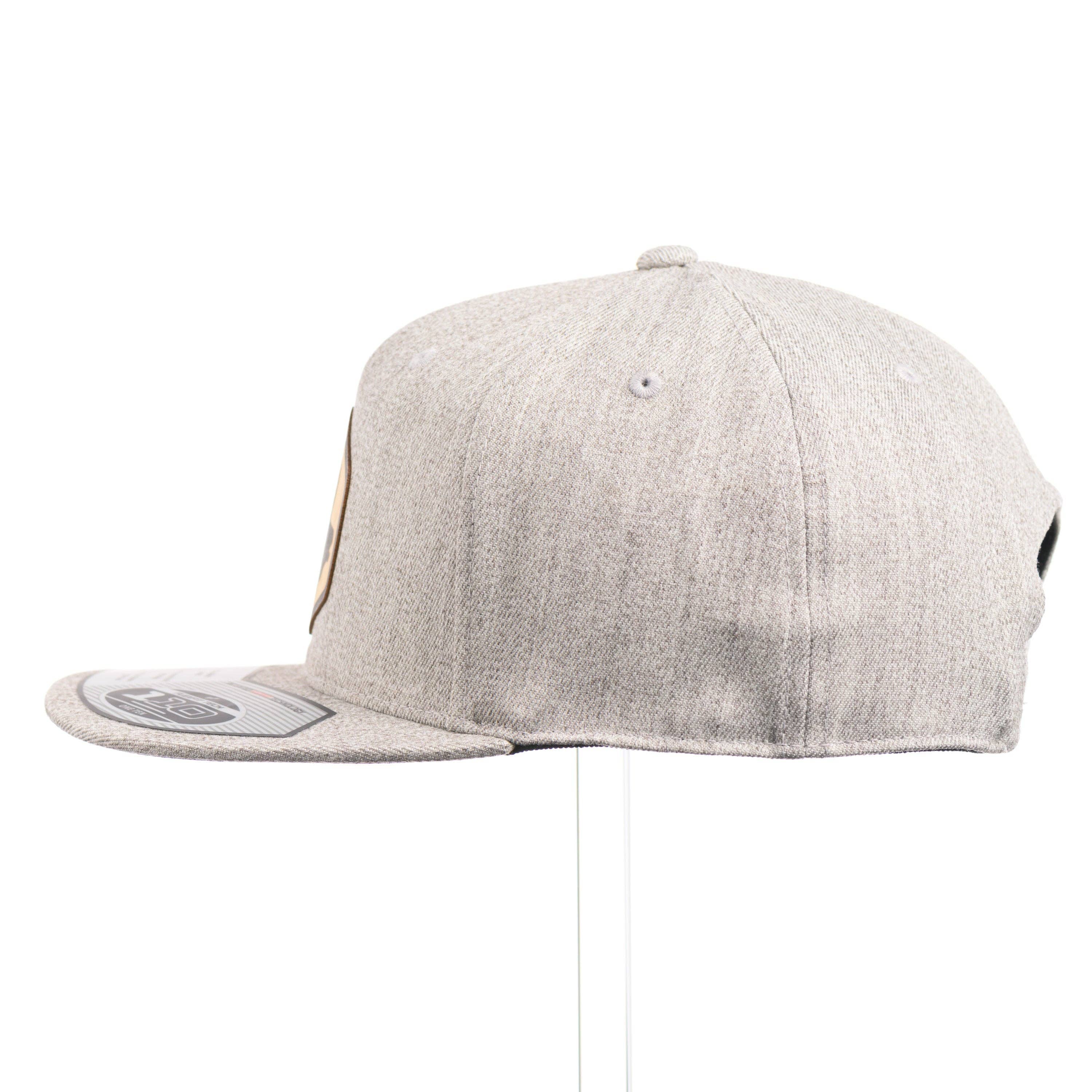 Last Best Supply Co - Wholesale Flat Brim Cap - Unisex - Elk Silhouette Flexwood Heather Grey Flat Bill Hat2