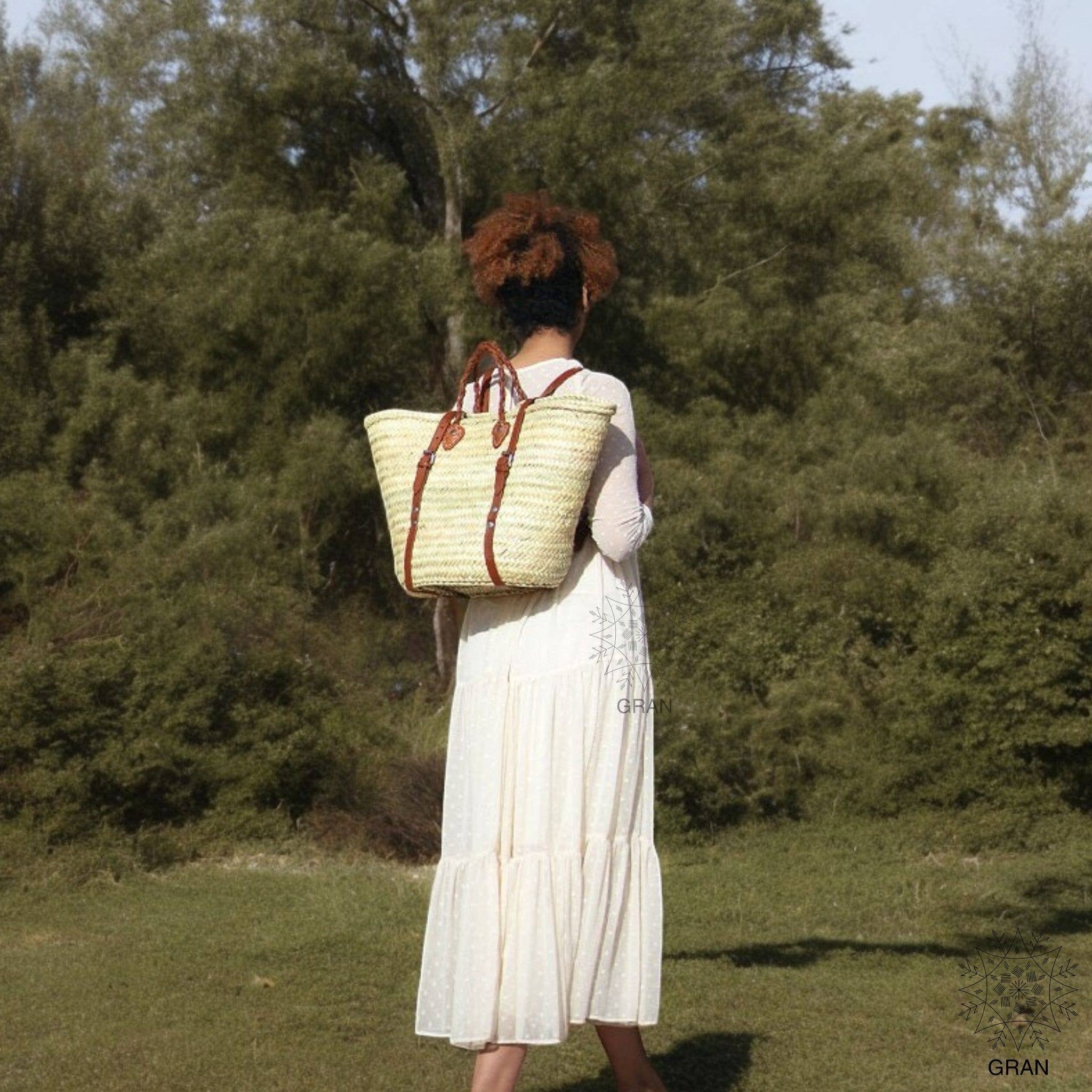 Gran Wholesale - Wholesale Beach Bag - Straw Tote Backpack, Basket Shopping Bag, Leather Straps.1