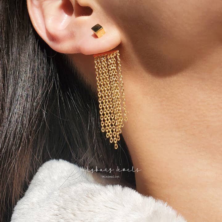 ÖRONJACKOR MED KEDJA - LYBE2028 för wholesale av HolyBang Jewels