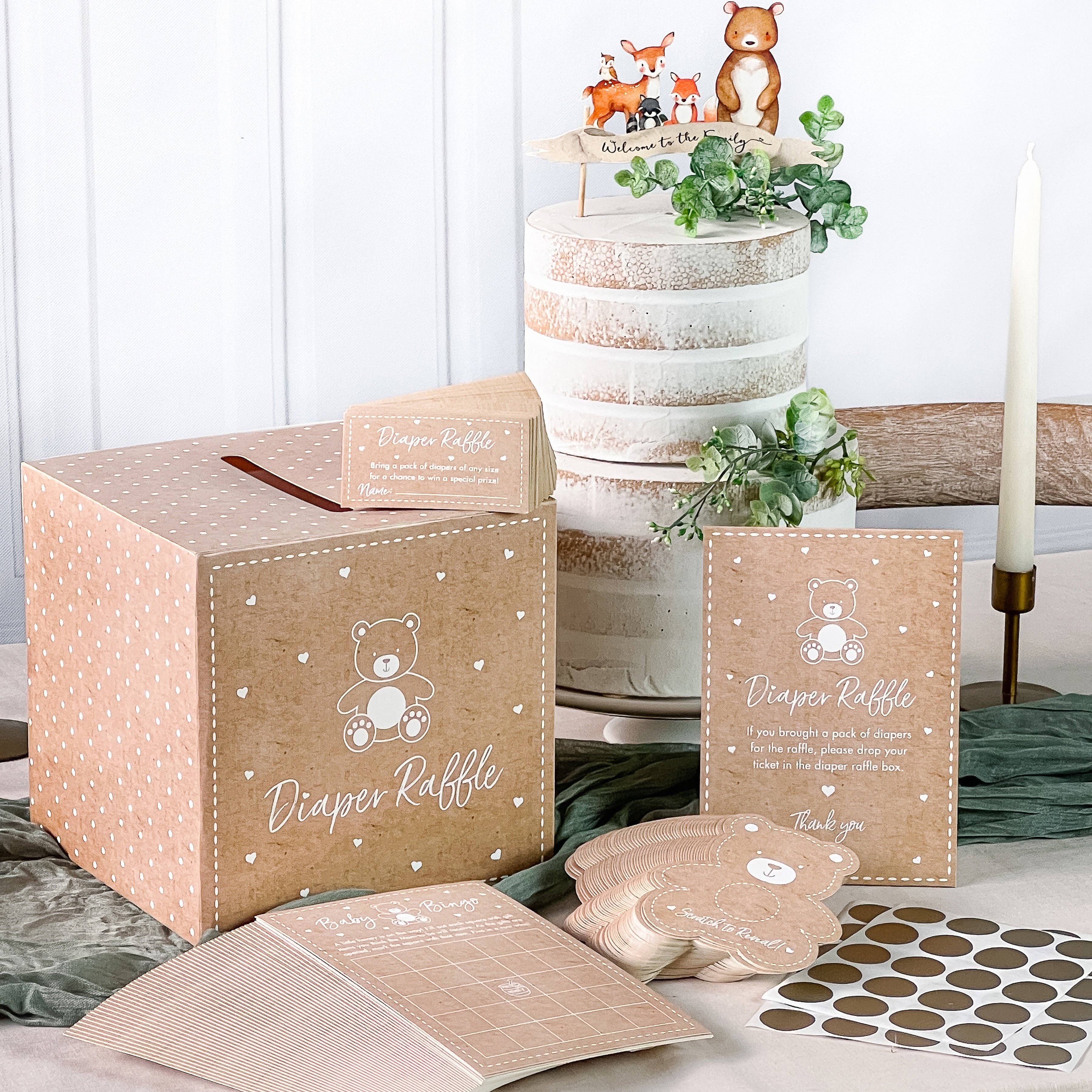 Kate Aspen - Wholesale Card Game - Kraft Bear Diaper Raffle & Scratch Off Game Set1