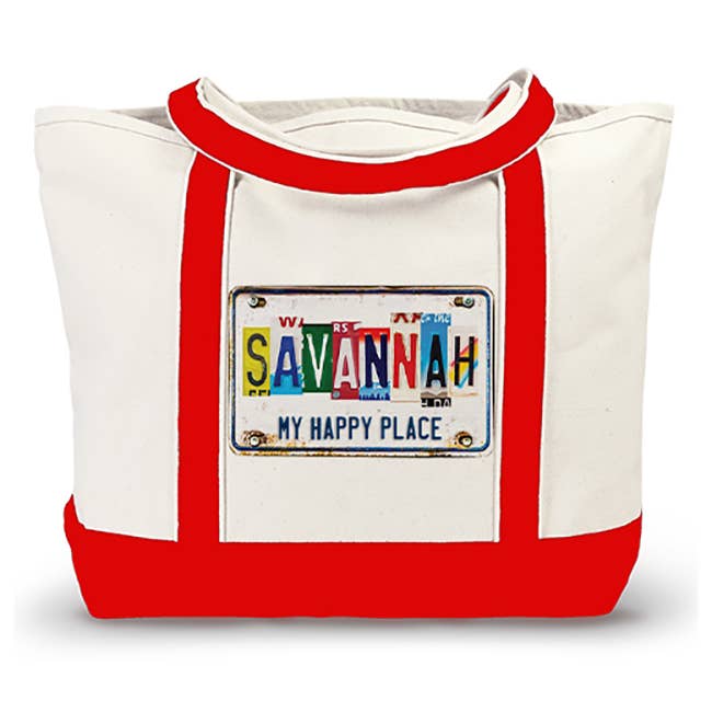 Mariasch Studios - Wholesale Tote Bag - Women's - Canvas Boat Bag - License Plate (name drop) My Happy Place2