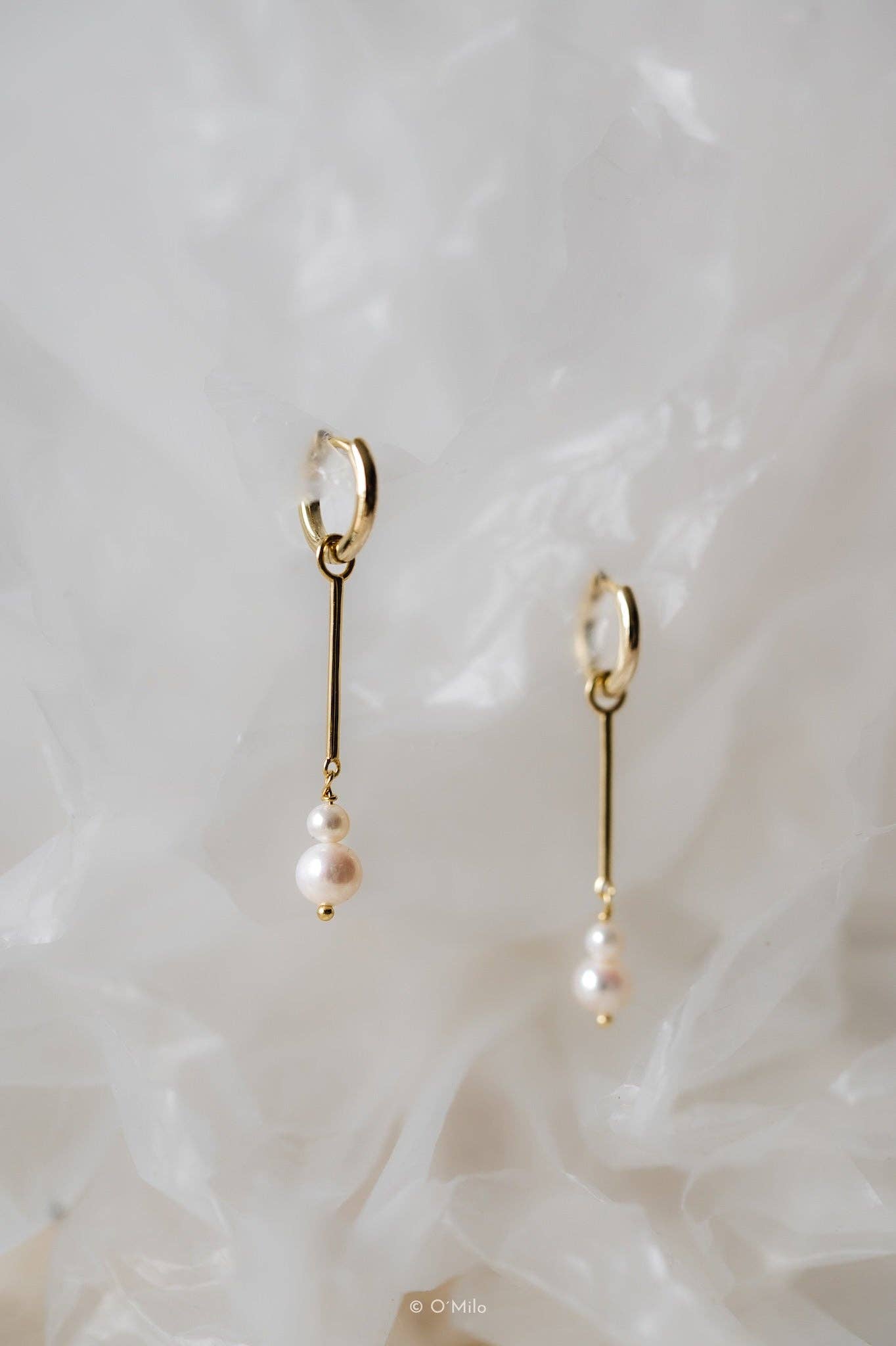 O'Milo - Wholesale Dangle Earrings - Pearl Drop Hoops. Elise10