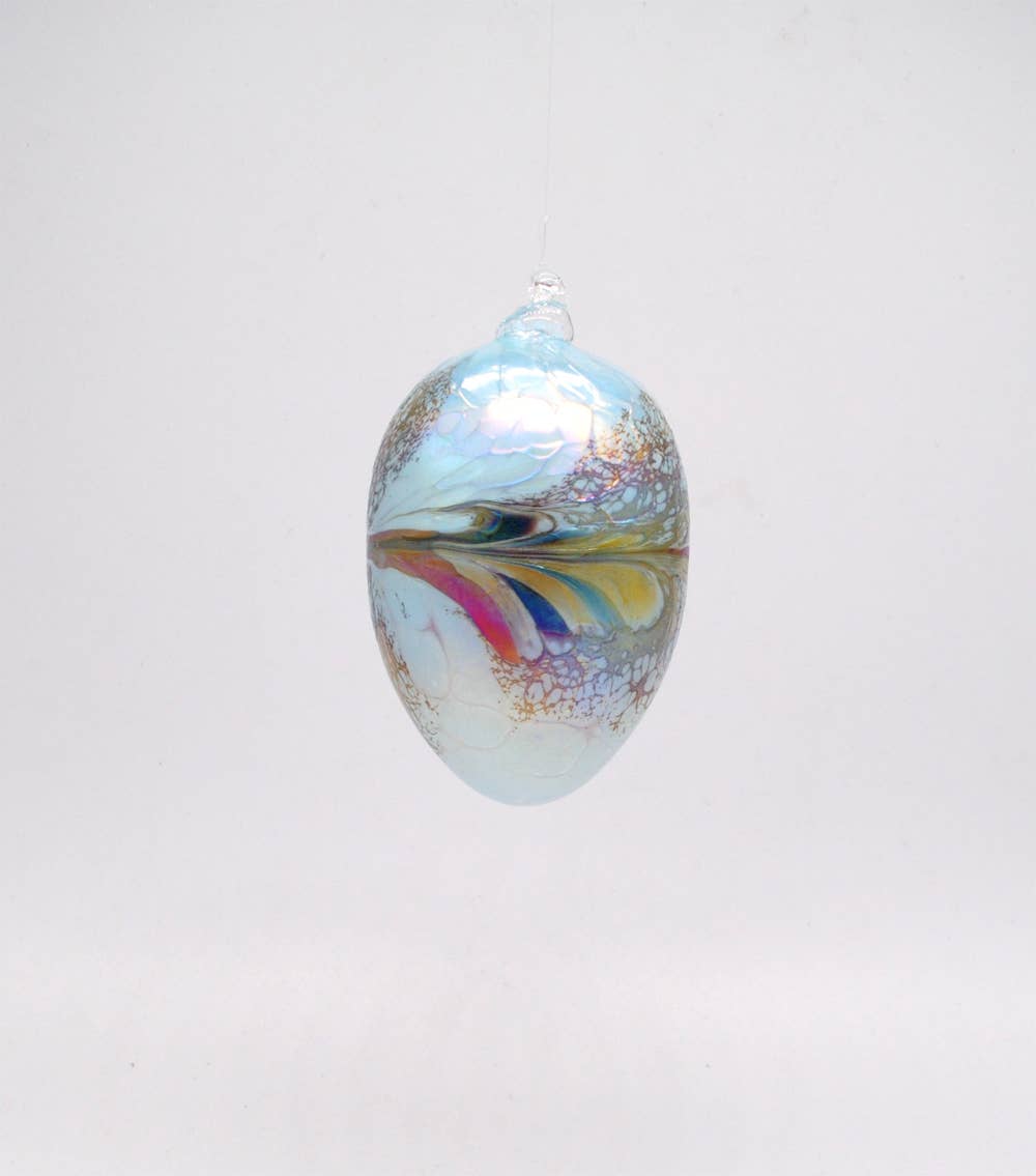 WGK Glass Art Inc - Wholesale Ornament Set - Set of 5 Iridescent Egg Ornament2