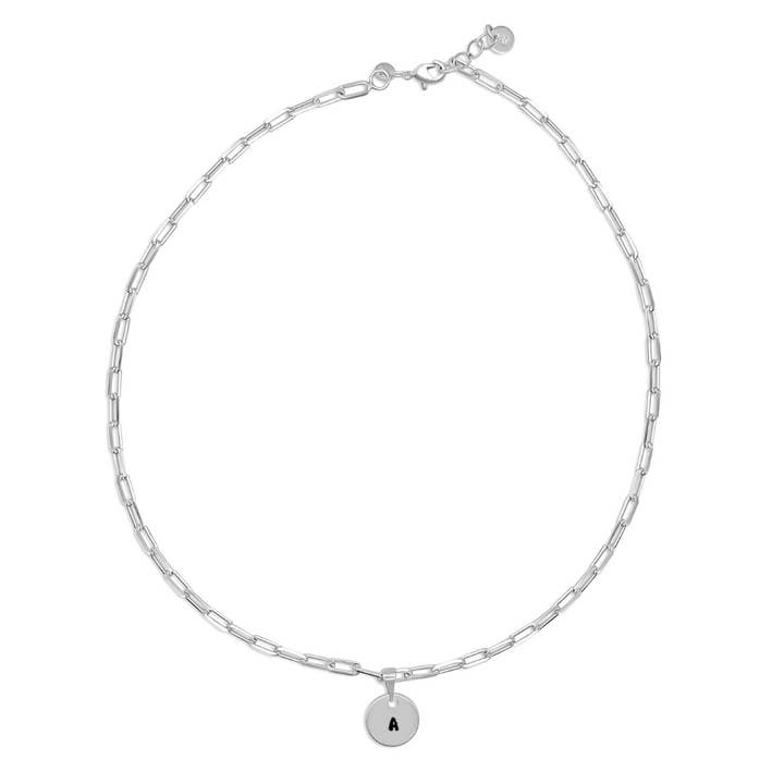 Camilla Limón - Wholesale Pendant/Charm Necklace - Initial Engraved Disk Necklace on Thick Paperclip Chain1