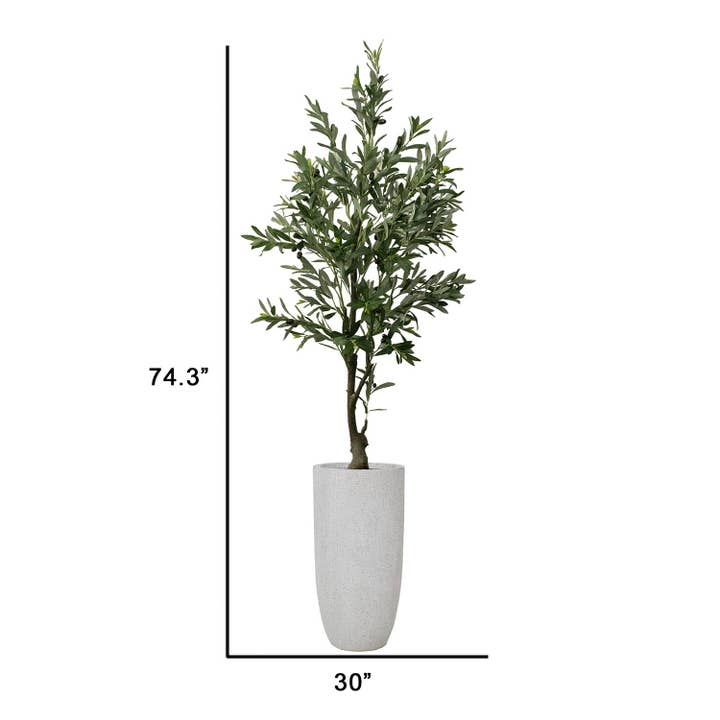 Vintage Home - Wholesale Artificial Plant - 74.3'' Artificial Olive tree in a tall beige planter2
