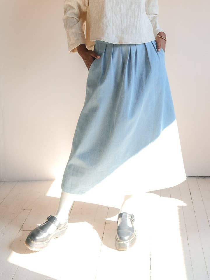Jupe portefeuille | Wrap skirt No2456w, denim 10 oz for wholesale by atelier b
