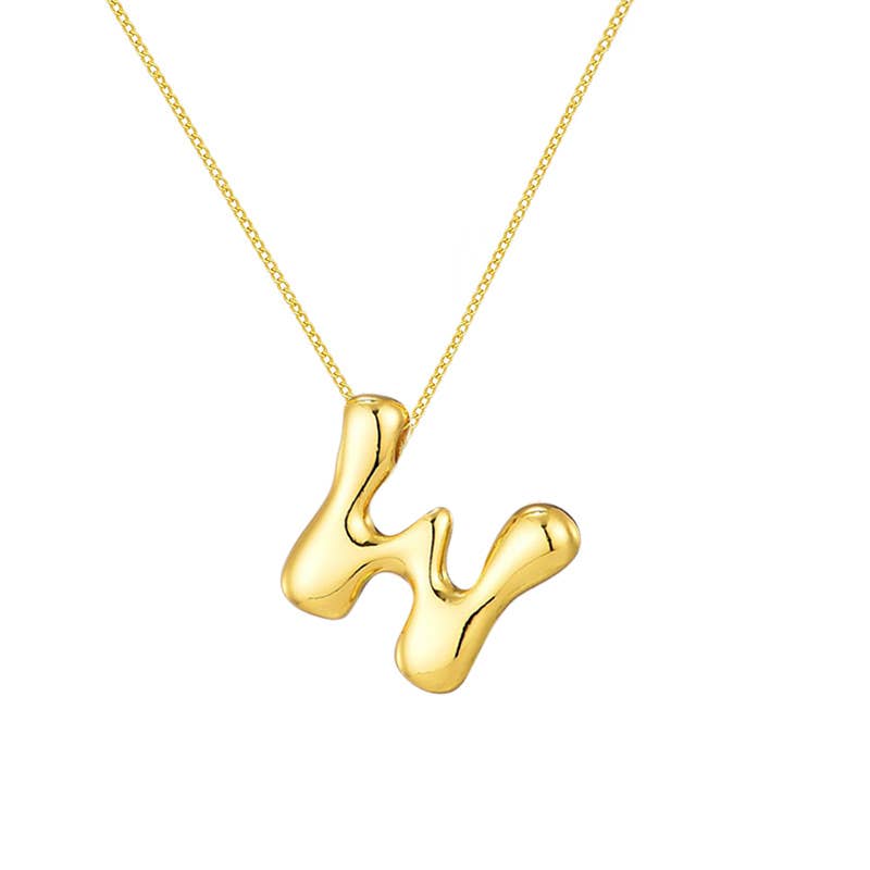 AMORINO SRL - Wholesale Pendant/Charm Necklace - LARGE BUBBLE INITIAL NECKLACE - JN24512B89GOLD19