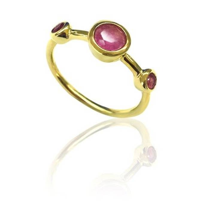 Bague minérale - 3 minéraux - 12 - rubis - argent pour la vente par Buganto