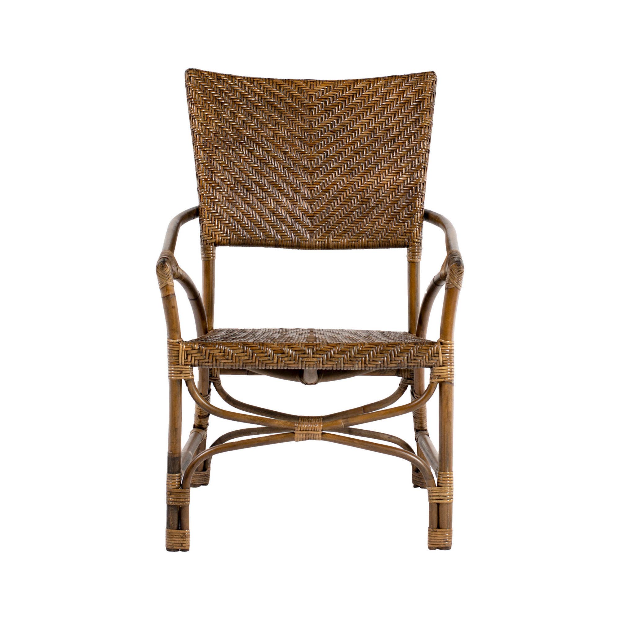 HomeRoots – wholesale Chair – Set of Two Natural Rattan Open Back Dining Arm Chairs3