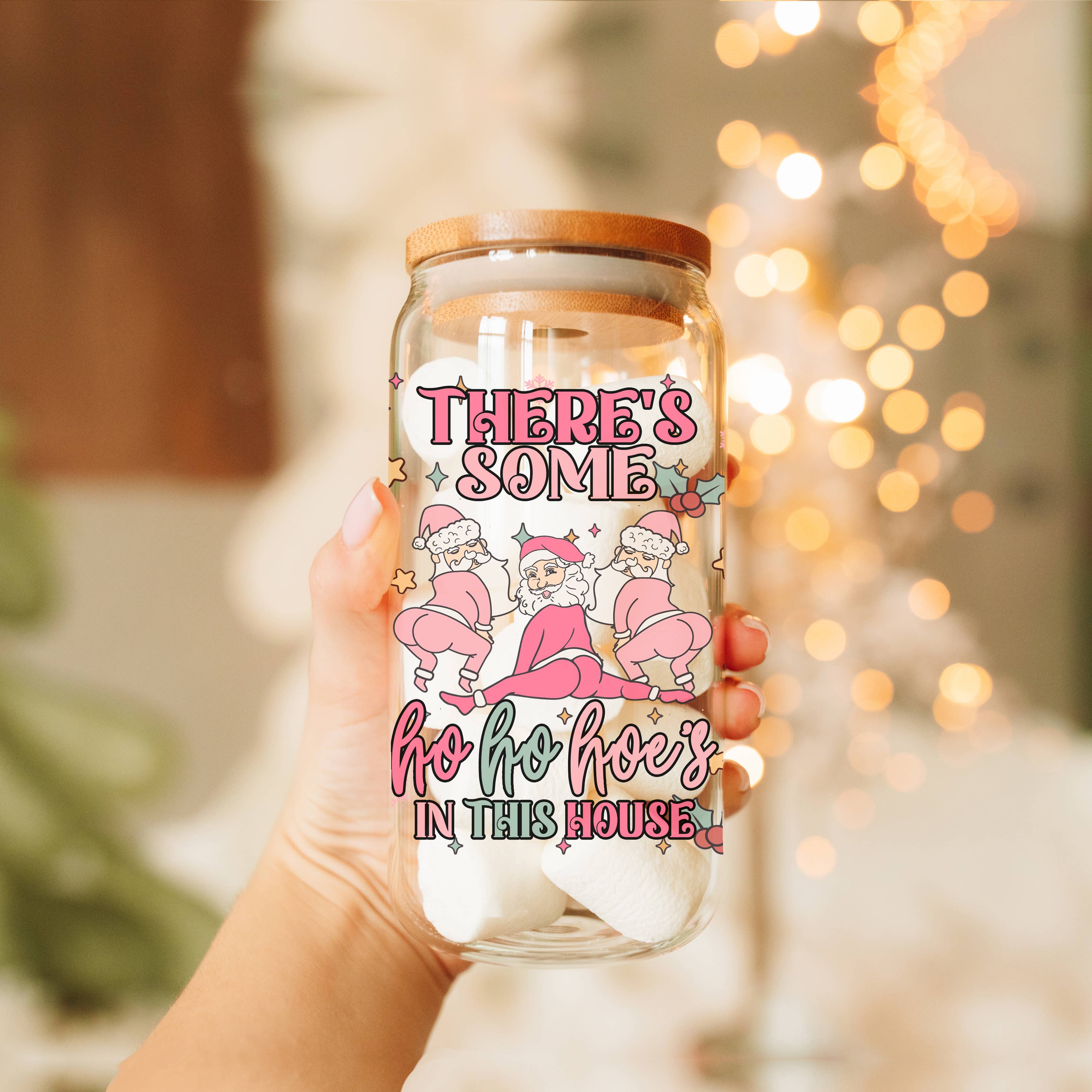 Gia Roma - Venta al por mayor Vaso/copa - Tazas de cristal para café navideñas con pajitas y tapa de madera, diseño de copos de nieve32