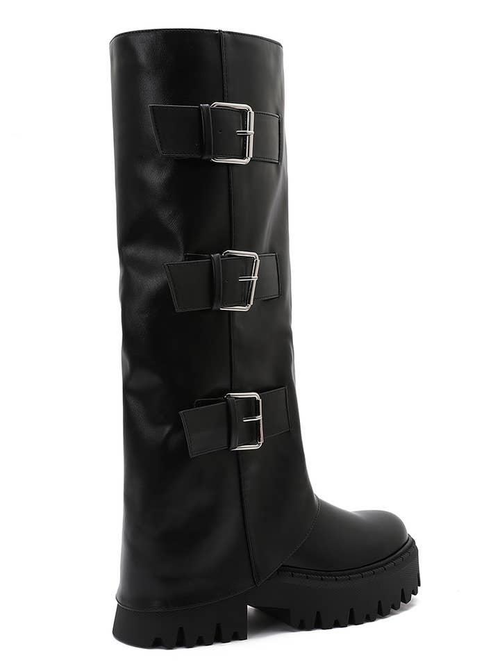 Joia Paris - Vendita all'ingrosso Stivaletti - Donna - Stivali alti con suola dentellata e tripli cinturini WZ-1126