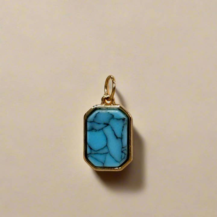 My Girl in LA - Wholesale Individual Charm/Pendant - Semi-precious Turquoise Square Charm